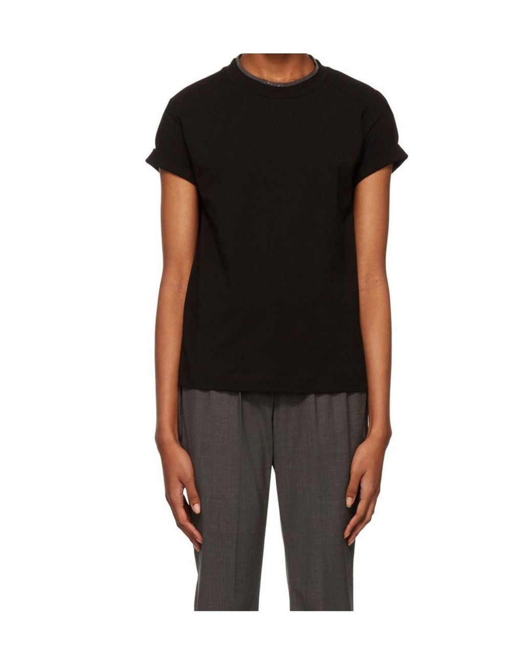 Brunello Cucinelli Black Cotton T-Shirt