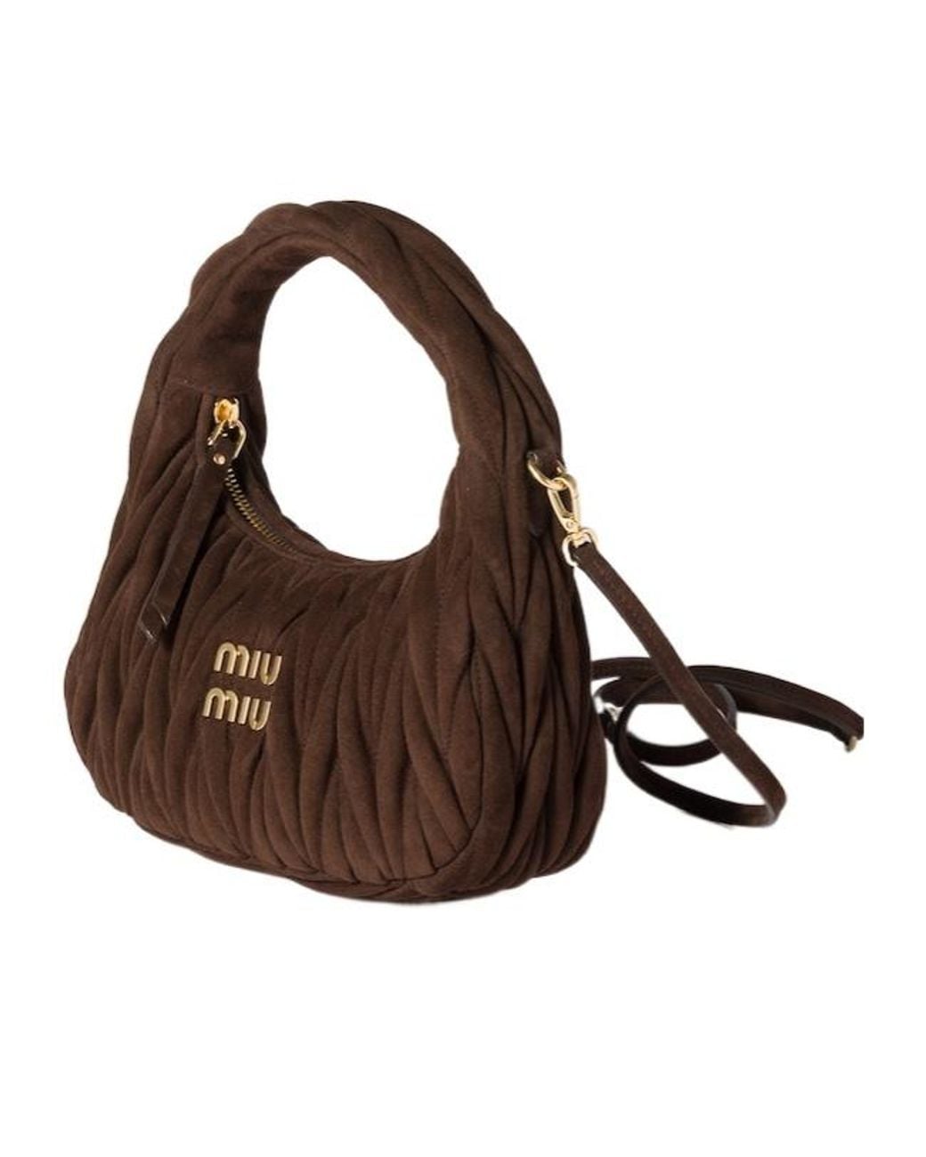 Miu Miu Brown Wander Matelassé Zipped Handbag