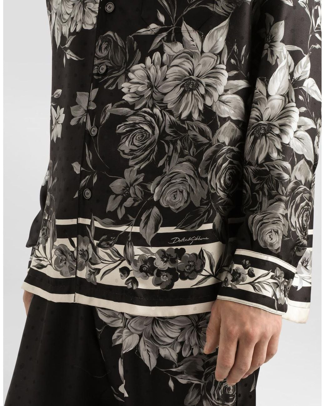 Dolce & Gabbana Black Silk Printed Shirt for men