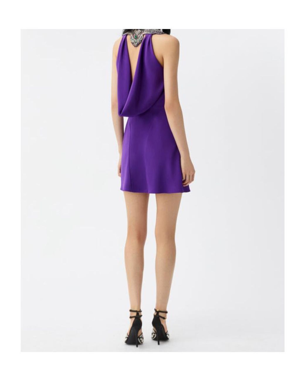 Versace Purple Embroidered Silk Mini Dress
