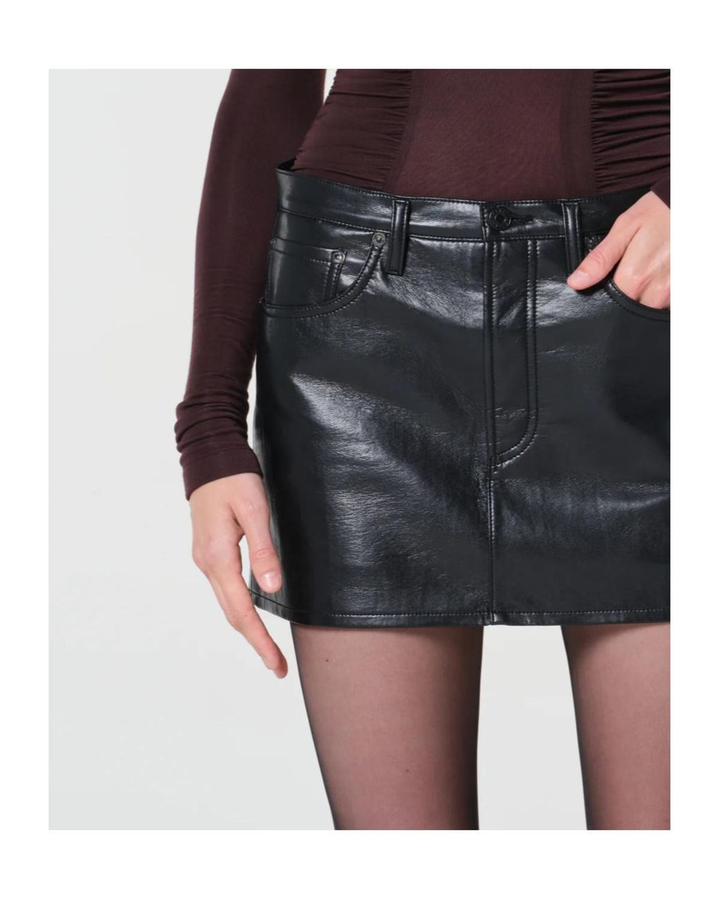 Agolde Black Mini Keira Topstitching Skirt