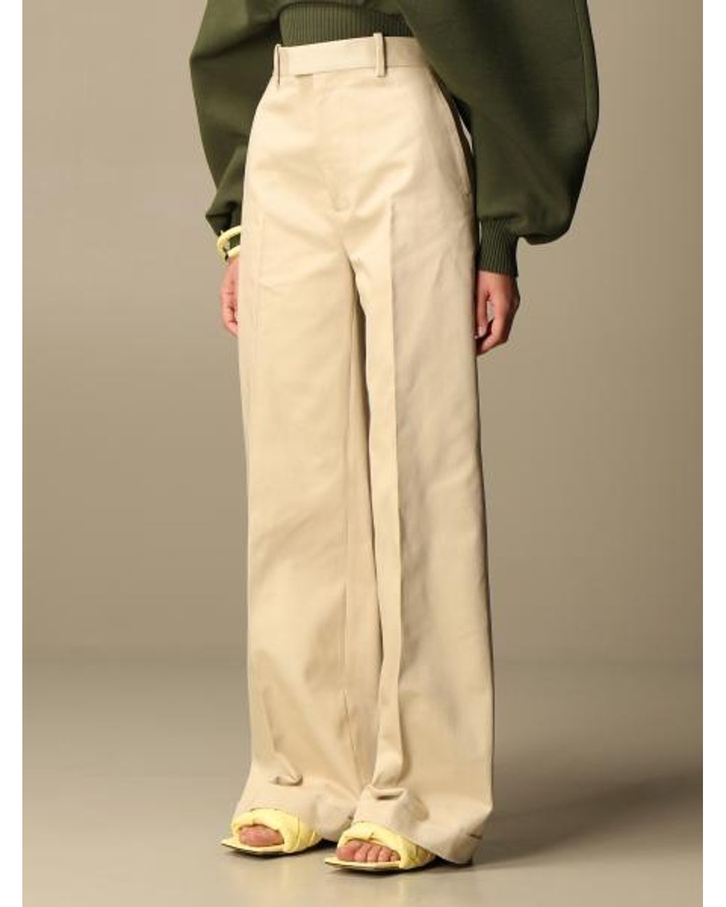 Bottega Veneta Natural Wide Leg Pants
