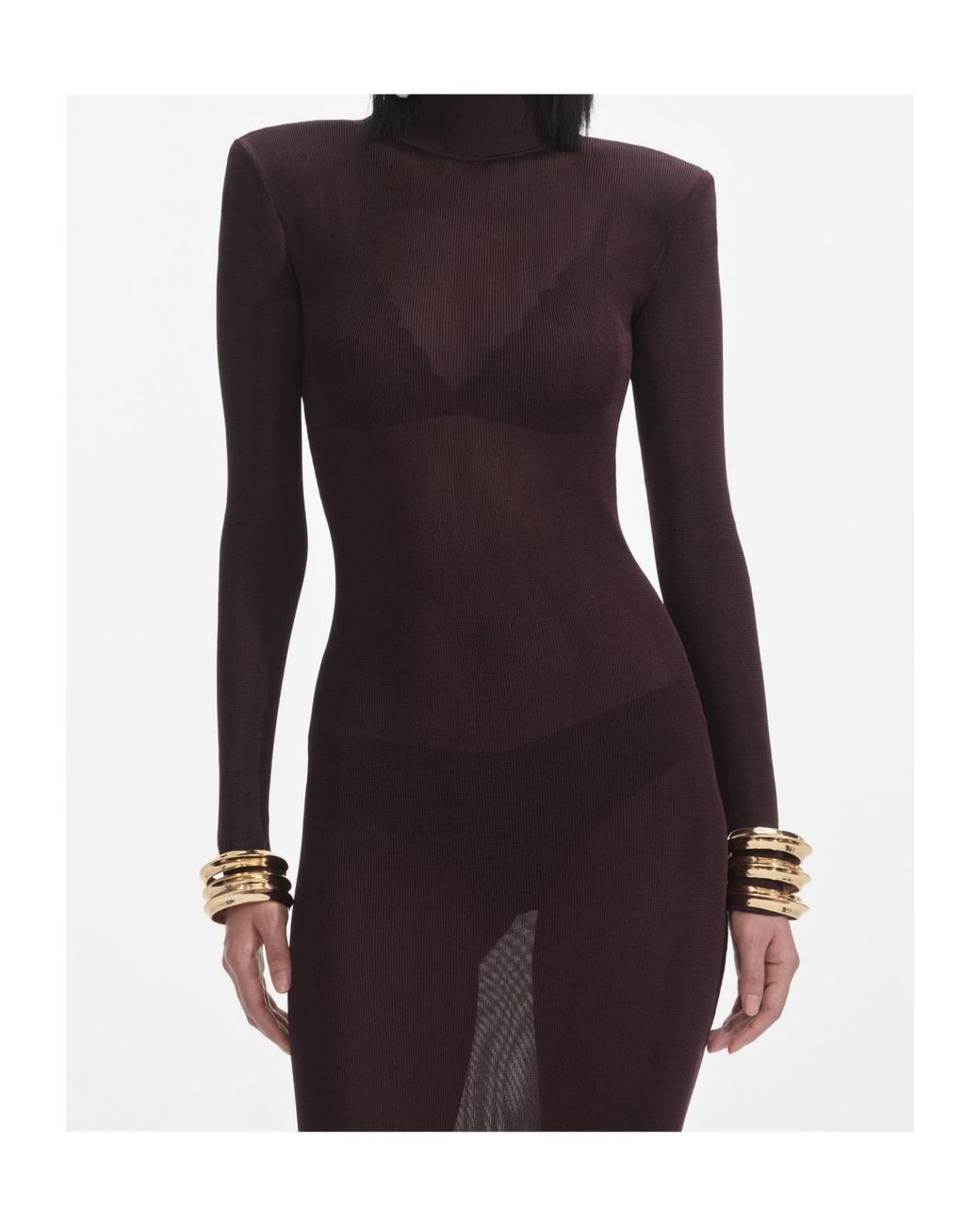 Self-Portrait Multicolor Shoulder Pad Knitted Maxi Dress