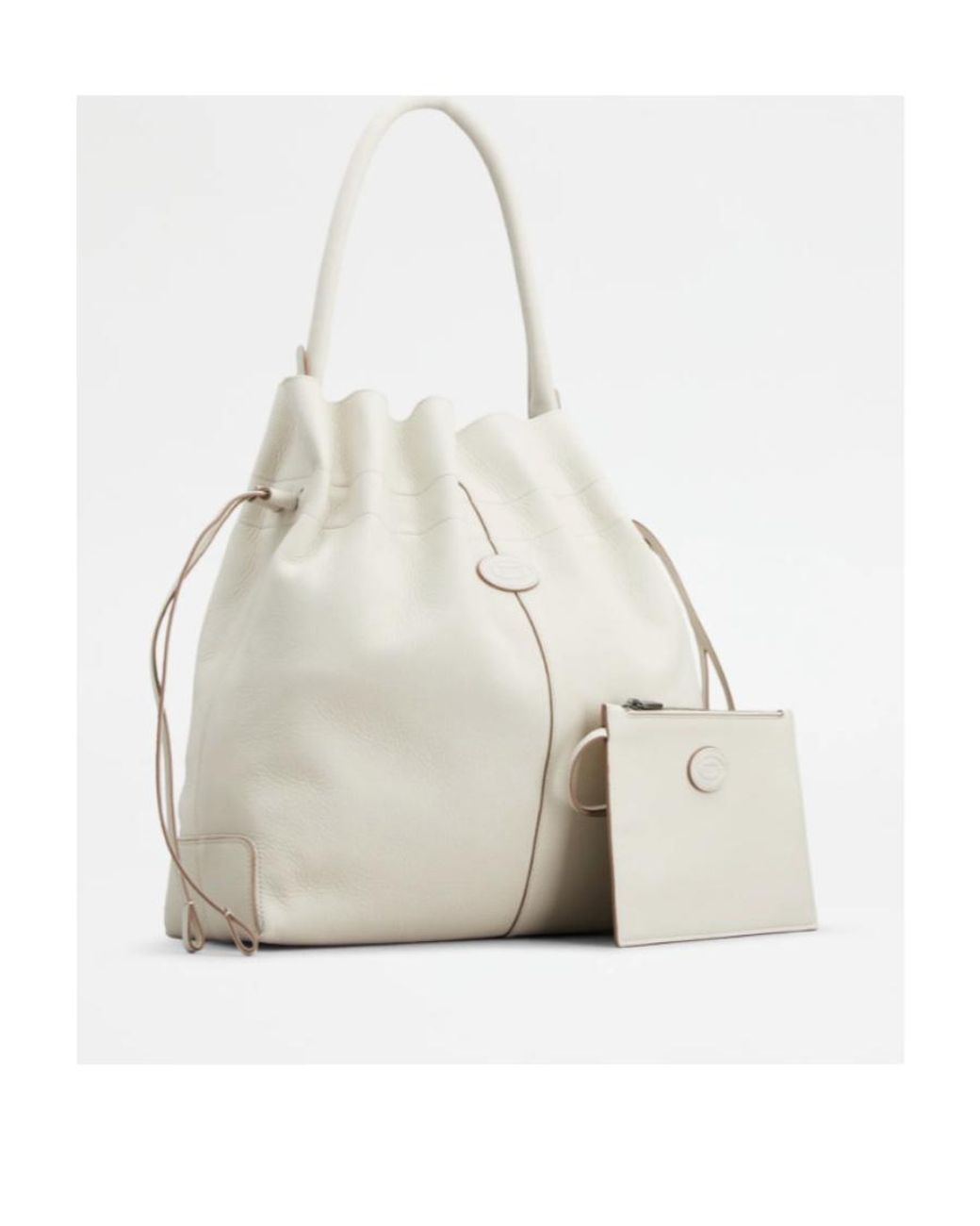 Tod's White Medium Di Leather Bucket Bag