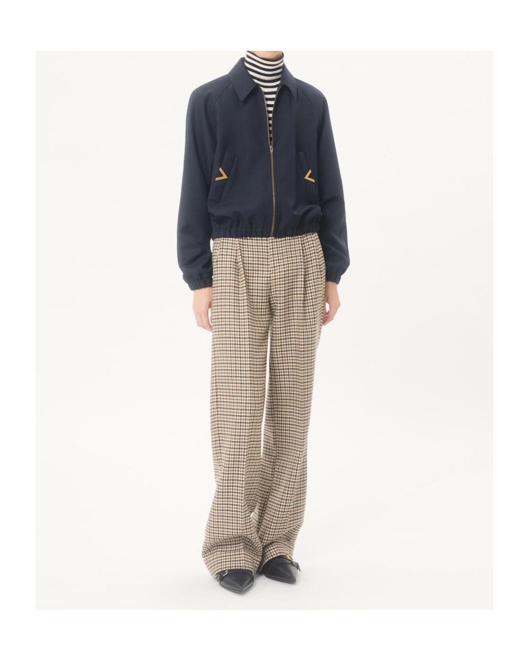 Valentino Blue Logo Plaque Zip-Up Bomber Jacket for men
