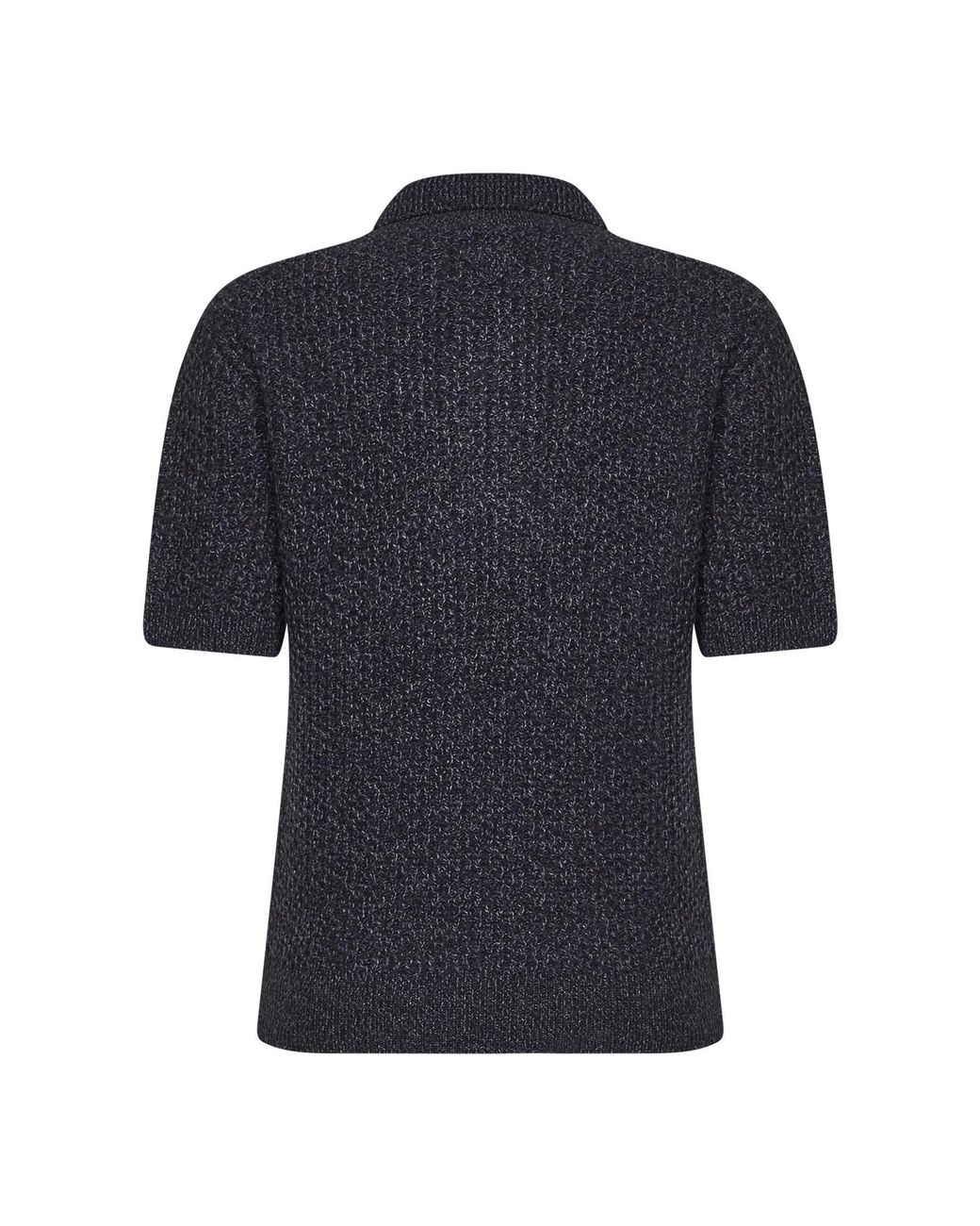 Prada Black Short-Sleeved Wool And Mouliné Cashmere Polo Sweater