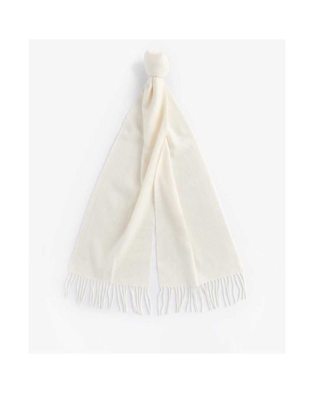 Barbour White Woven Fringed Scarf
