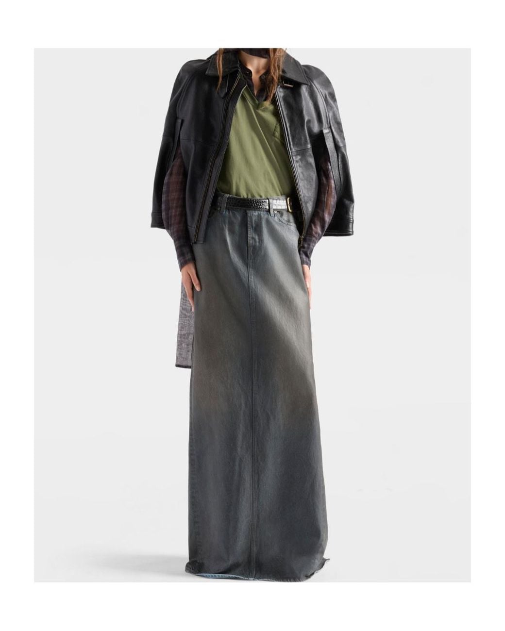 7 For All Mankind Gray Coated Denim Skirt