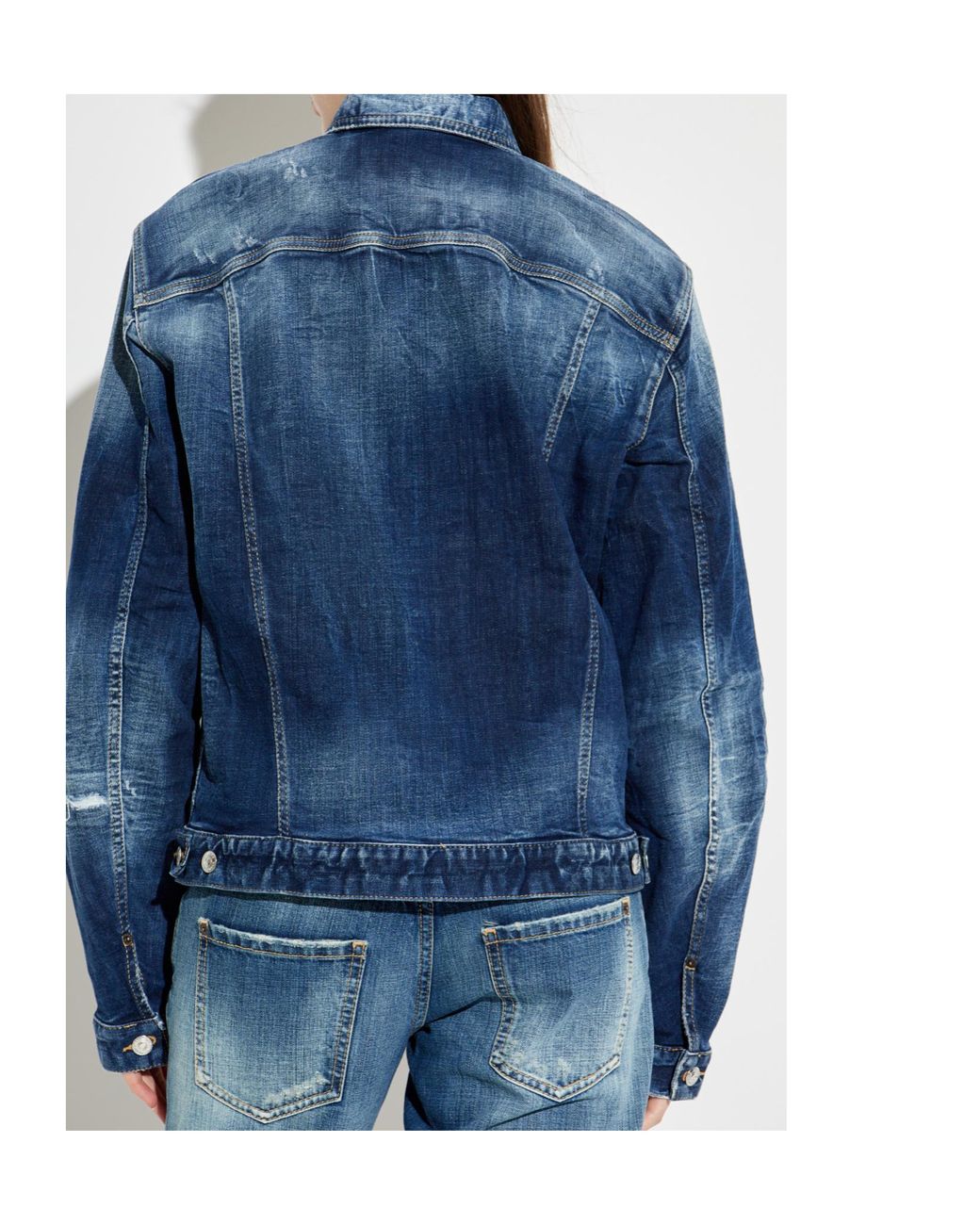 DSquared² Blue Buttoned Distressed Denim Jacket