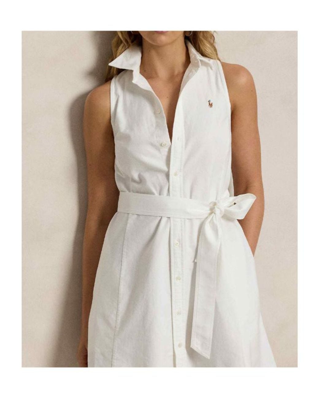 Polo Ralph Lauren White Sleeveless Belted Mini Dress