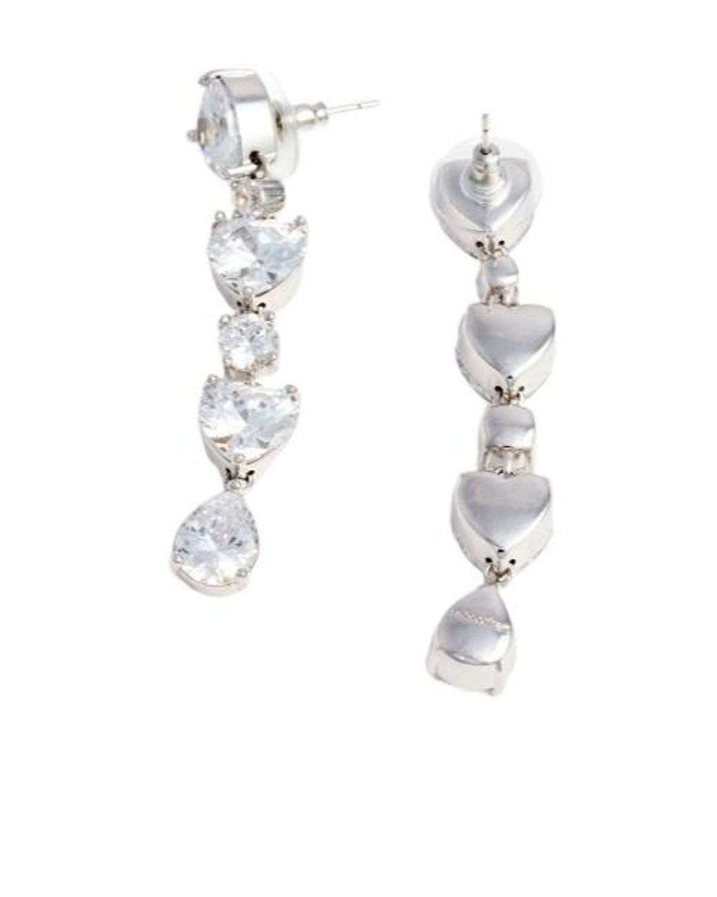 Self-Portrait White Crystal Heart Drop Earrings