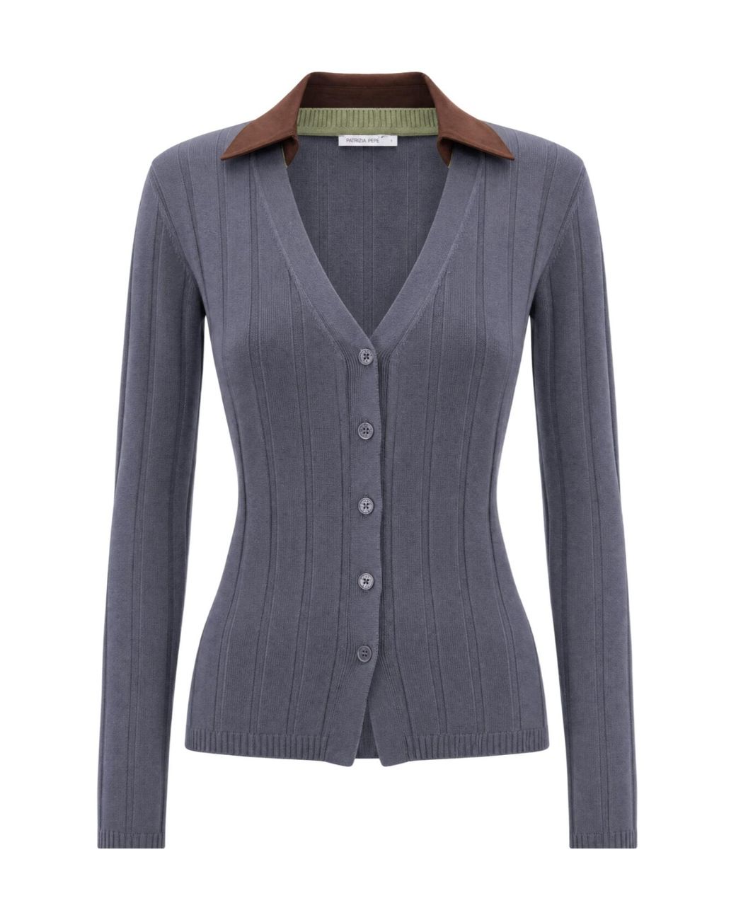 Patrizia Pepe Blue Button-Up V-Neck Cardigan
