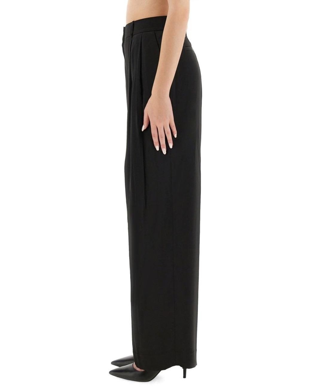 MICHAEL Michael Kors Black Drapey Satin Wide Leg Pants