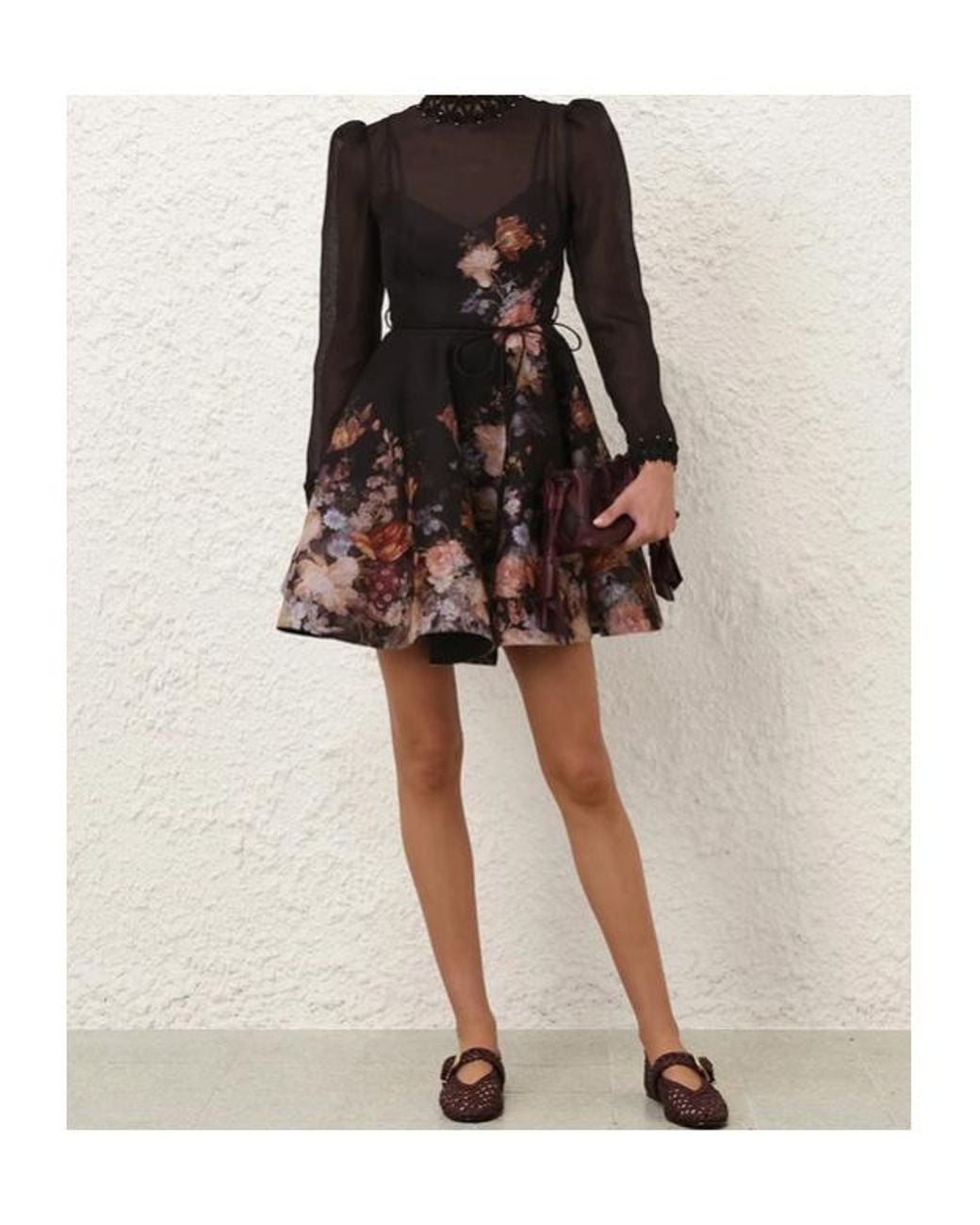 Zimmermann Brown Valiant Embellished Floral Mini Dress