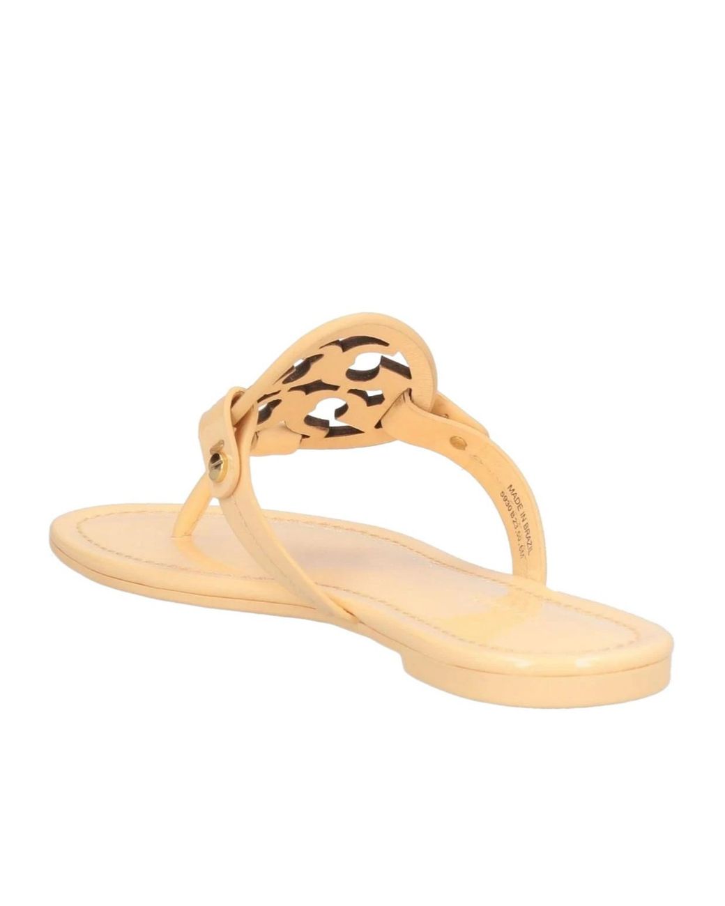 Tory Burch Metallic Minimalist Glossy Leather Slide Sandals