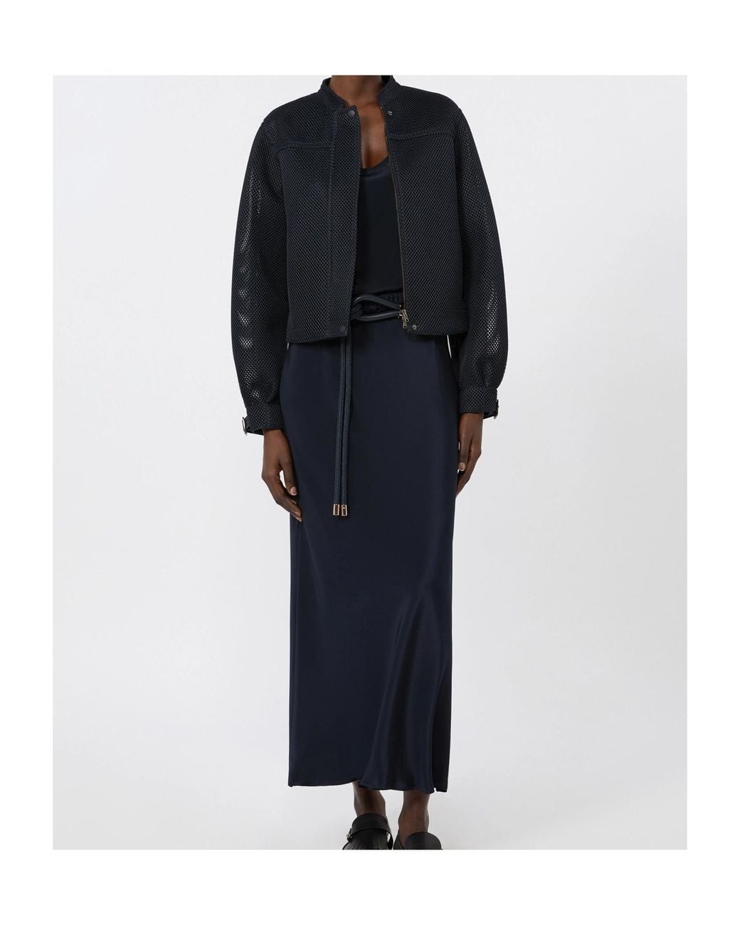 Max Mara Blue Sospiro Logo Embroidered Skirt