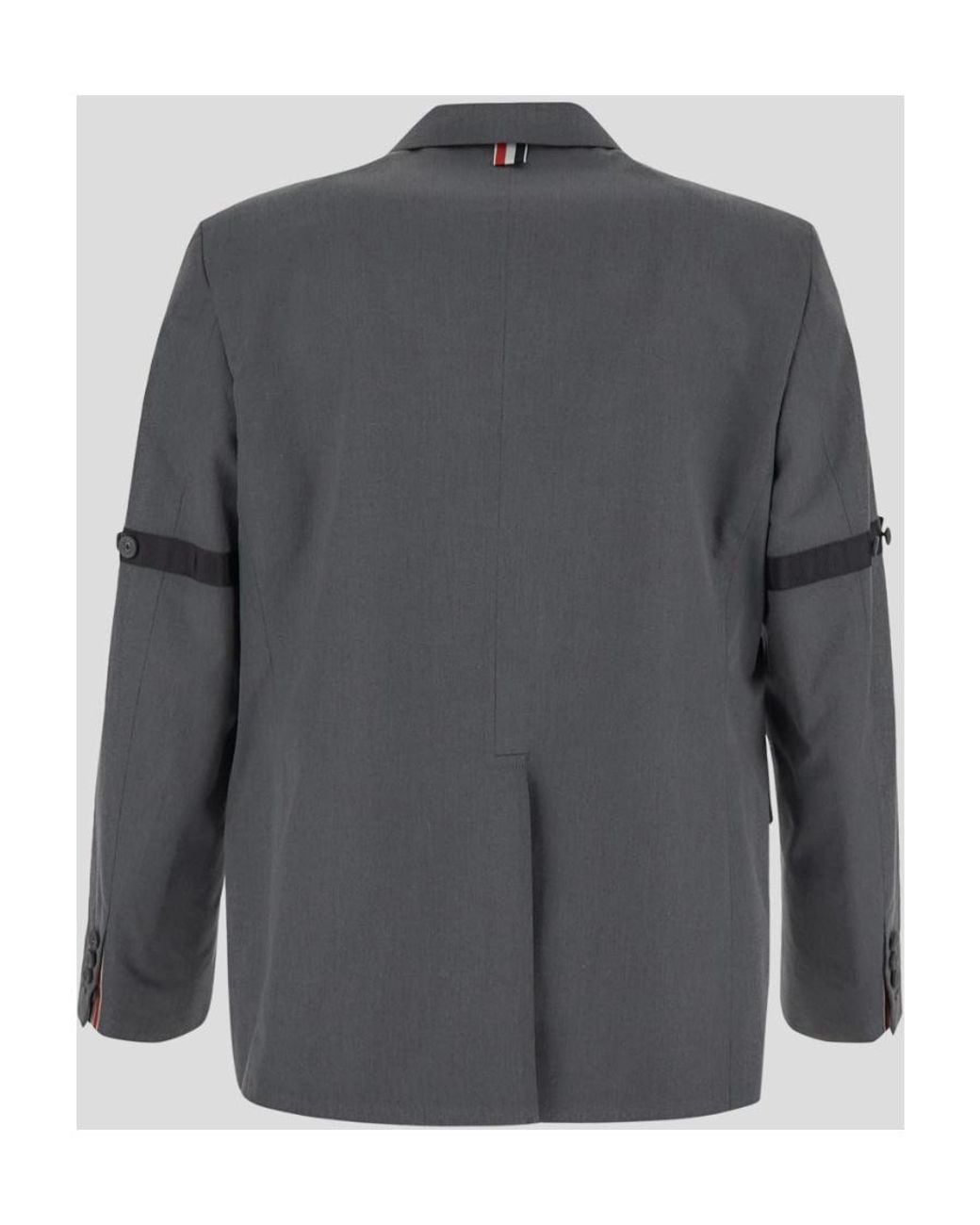 Thom Browne Gray Notched-Lapels Single-Breasted Blazer for men