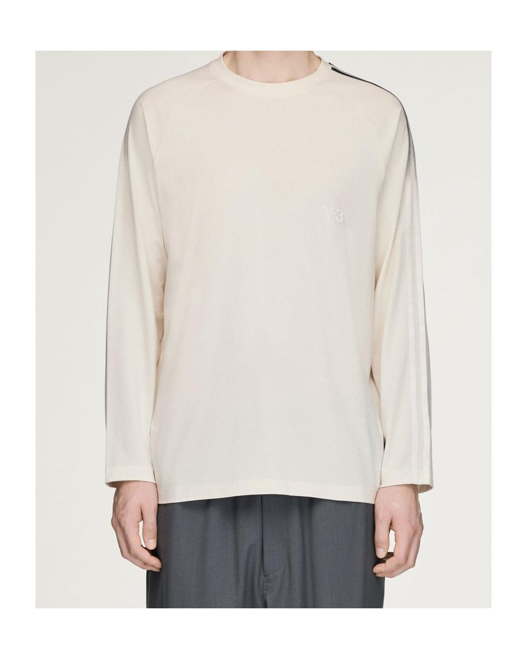 Y-3 Natural Long Sleeve Logo T-Shirt for men