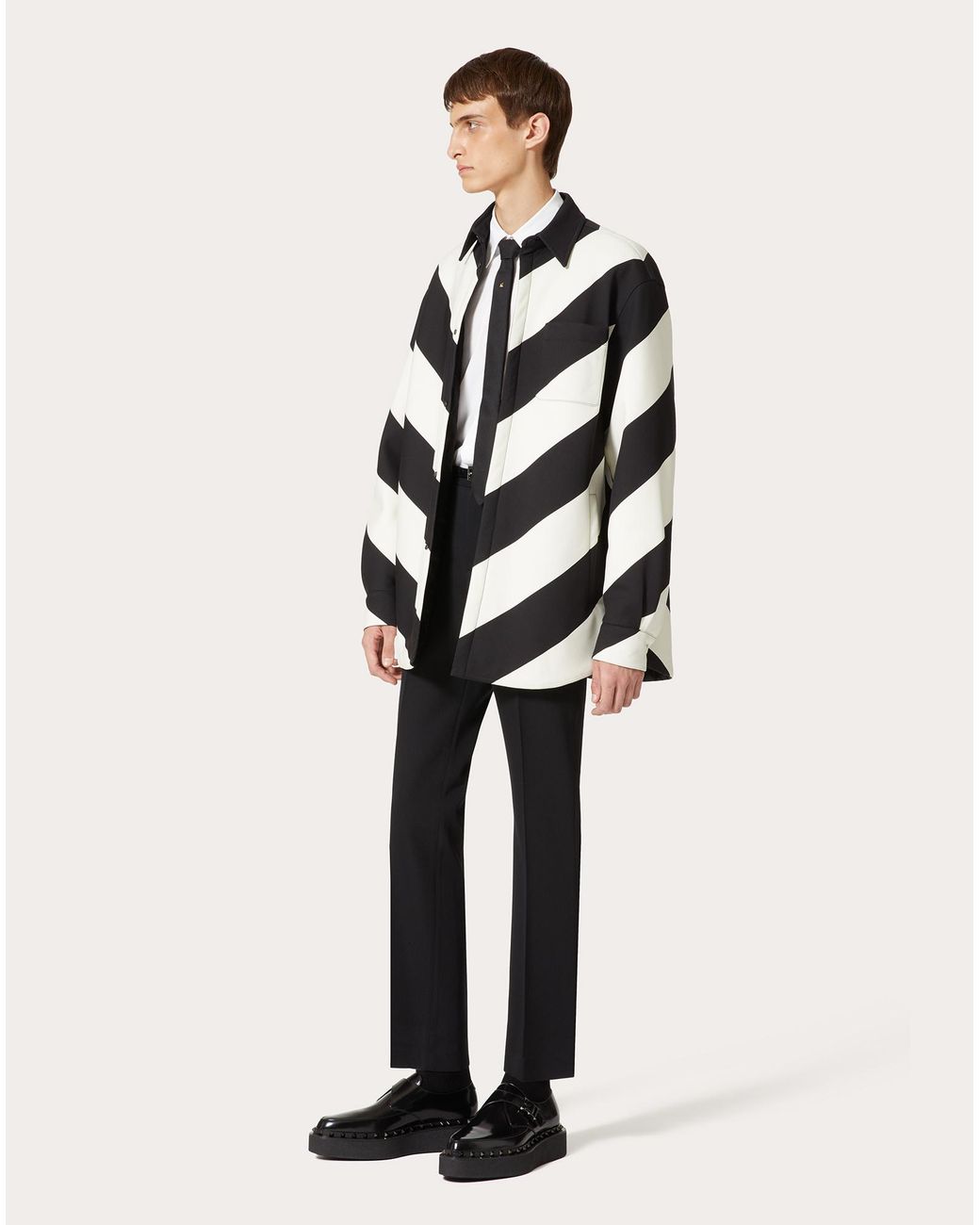 Valentino Blue Chevron-Striped Shirt for men