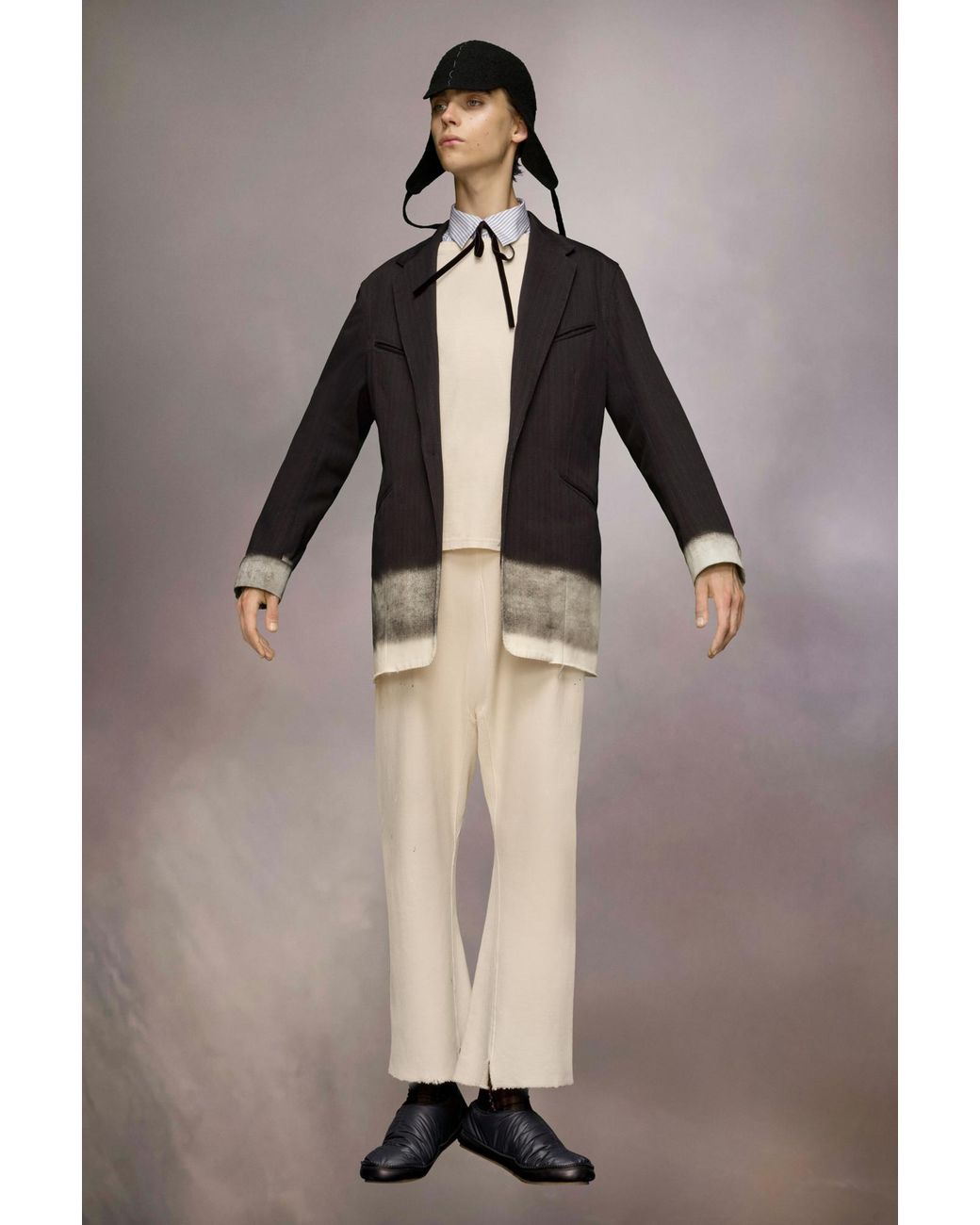 Maison Margiela Black Pinstriped Button-Up Blazer for men