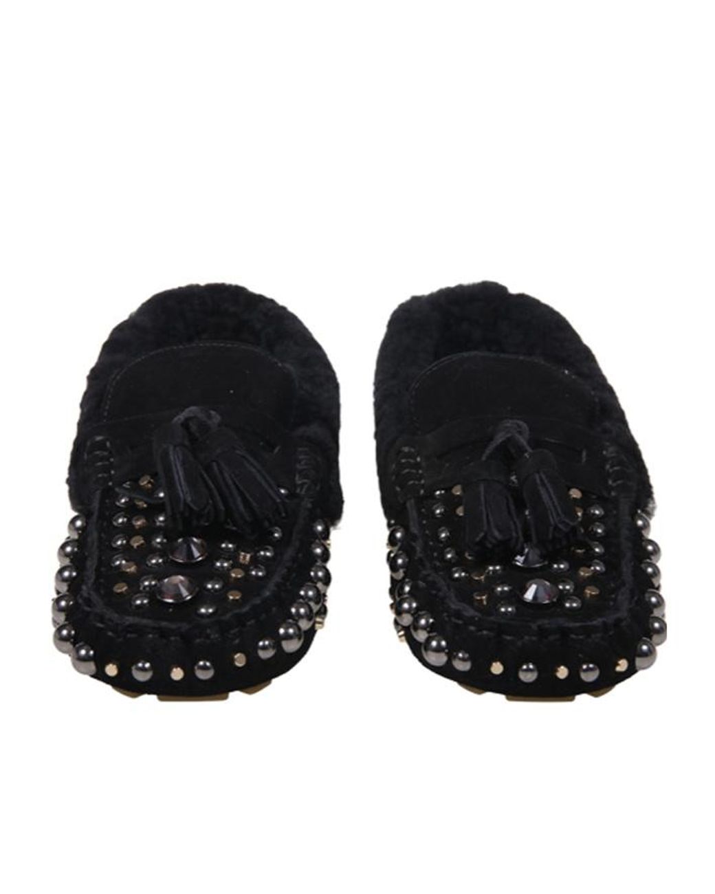 Strategia Black R 55 Studded Tassel Flat Shoes