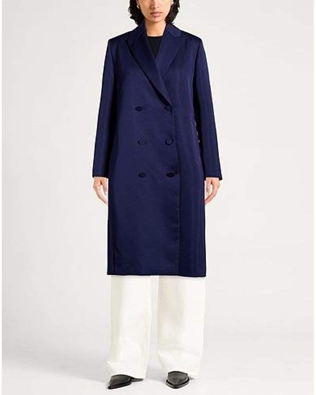 MAX&Co. Blue Double-Breasted Overcoat