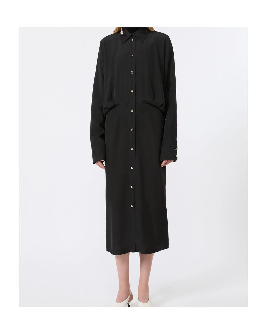 Sportmax Black Oversized Viscose Shirt Dress