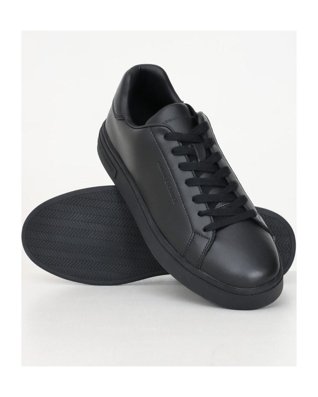 ARMANI EXCHANGE Black Leather Sneakers for men