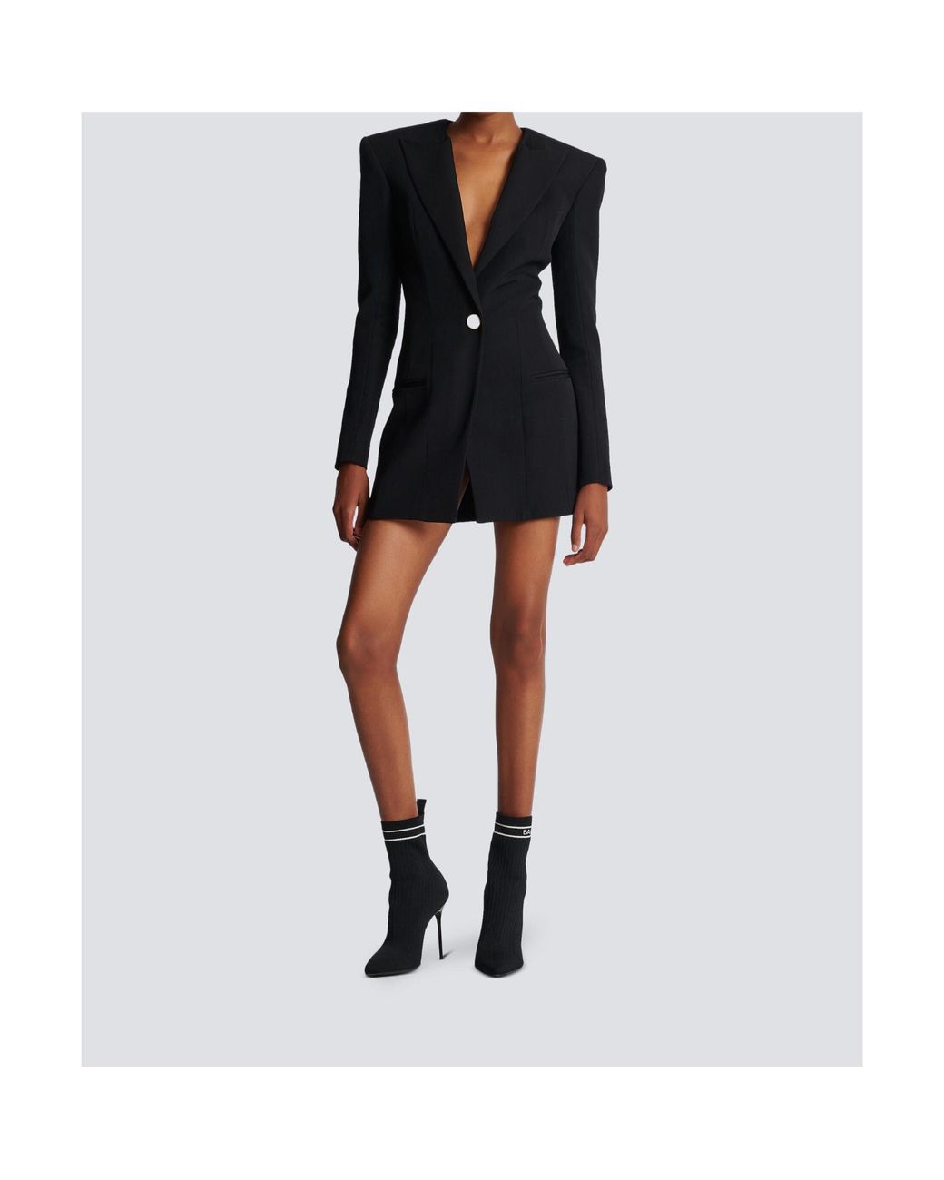 Balmain Black Long Sleeved Tailored Dress