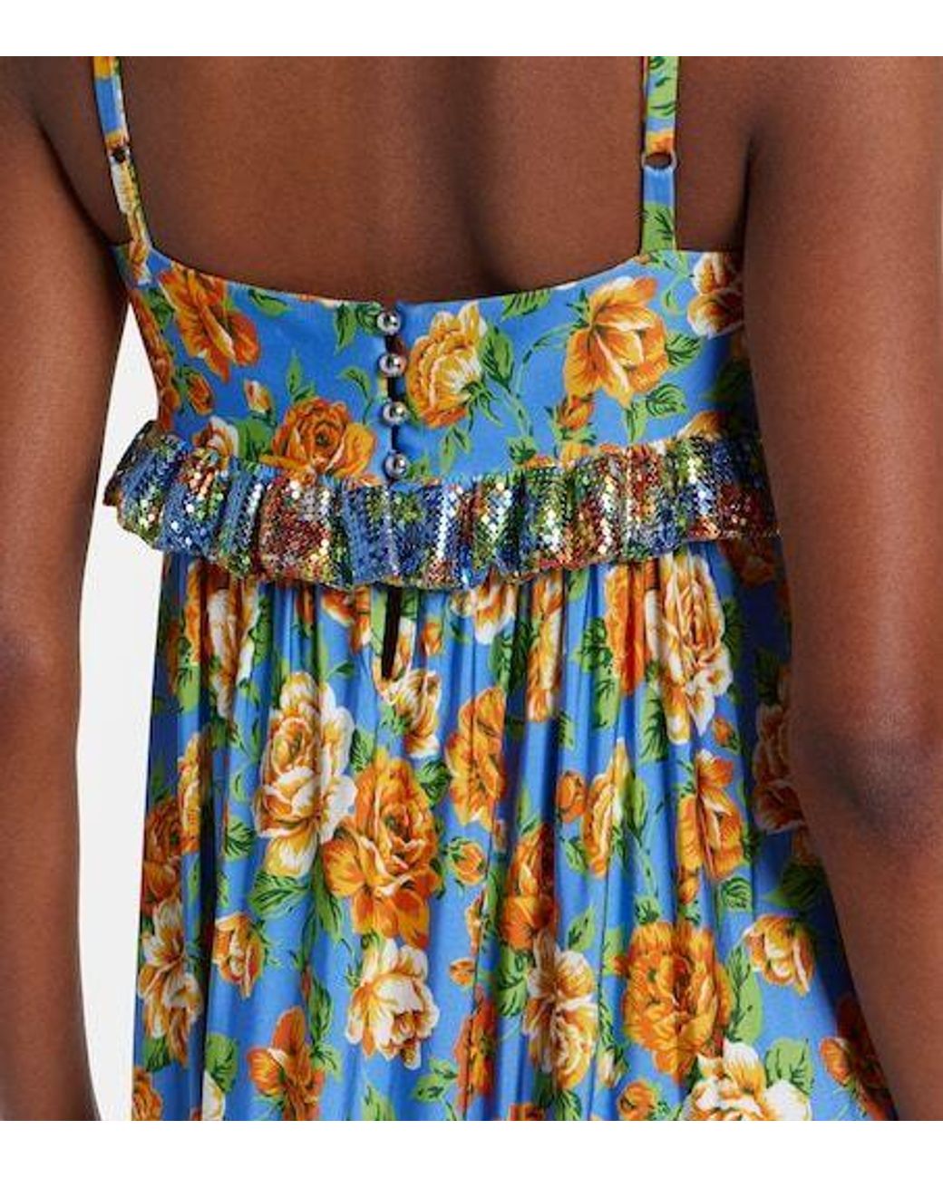 Rabanne Green Floral Chainmail Minidress