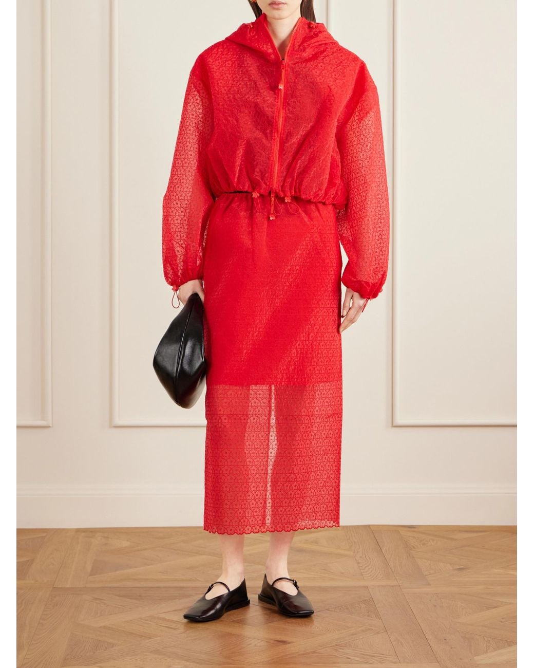 CECILIE BAHNSEN Hooded Embroidered Tulle Jacket