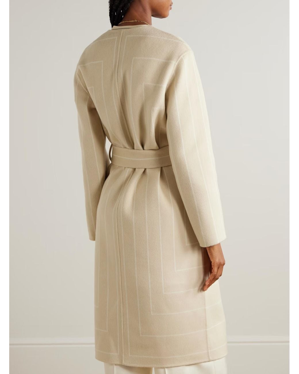 Joseph Natural Scheffer Belted Striped Coat