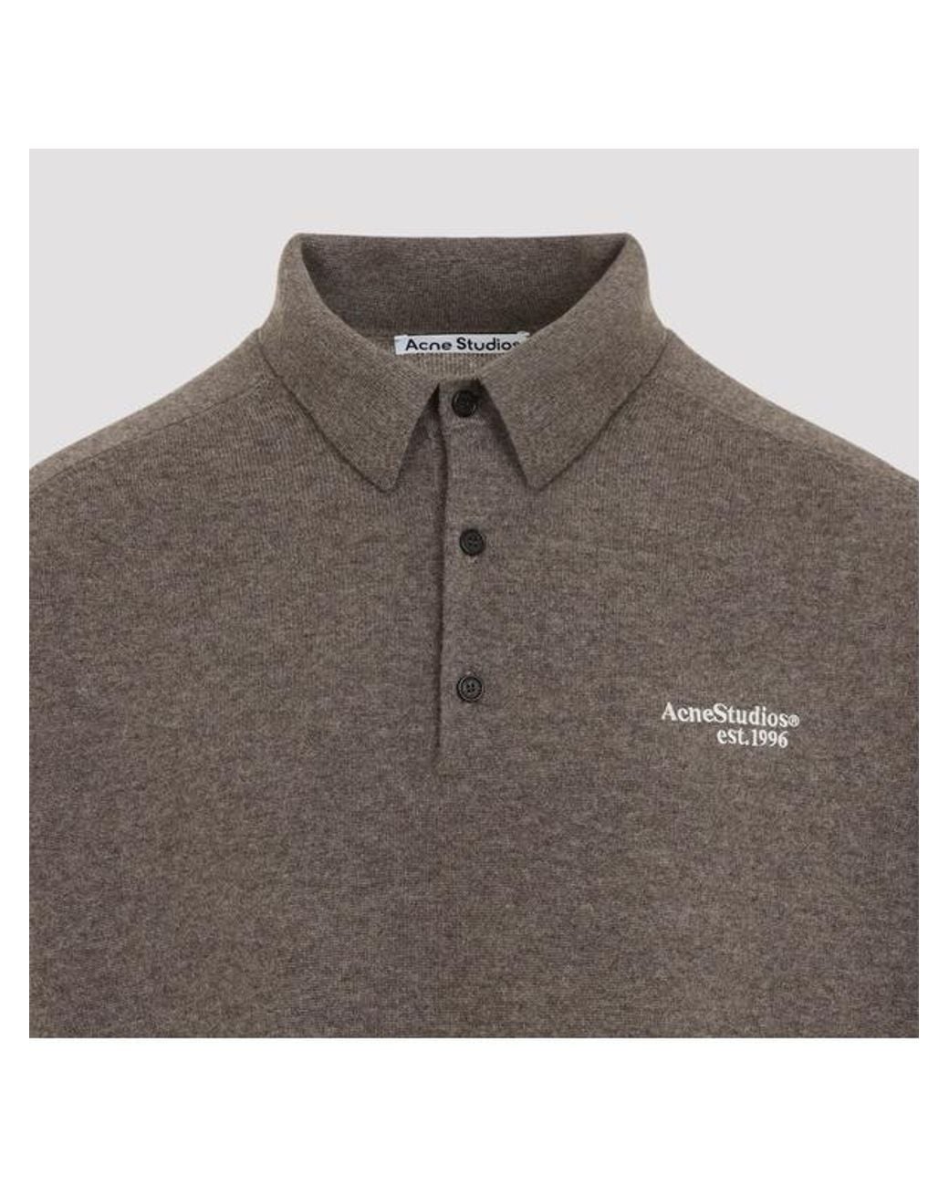 Acne Brown Long-Sleeved Knitted Polo Shirt for men