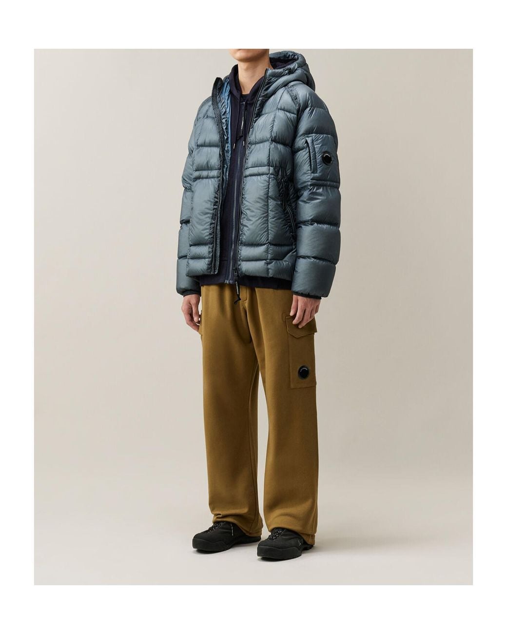 C P Company Blue Lens-Detail Zip-Up Hoodie for men