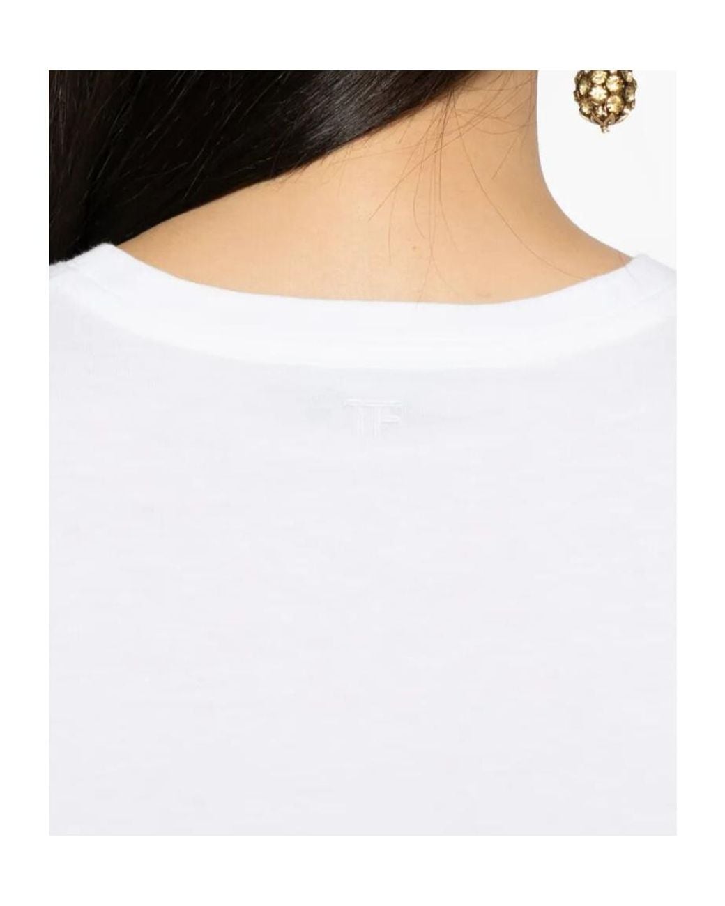 Tom Ford White Logo-Embroidered Crewneck T-Shirt