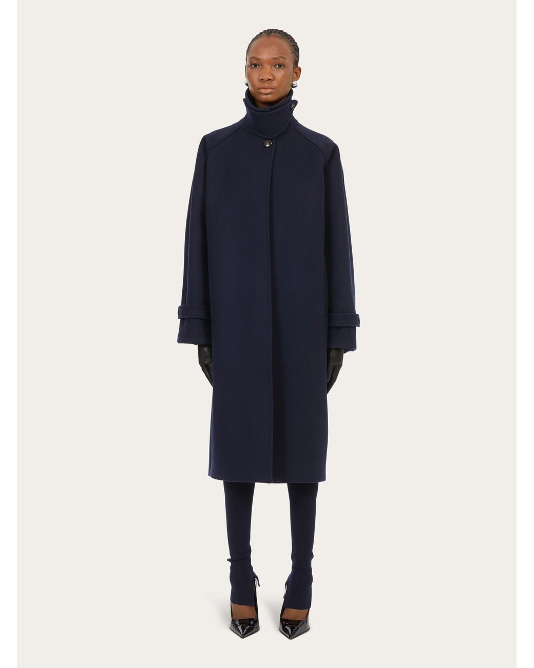 Ferragamo Blue Logo Plaque Stretched Trousers