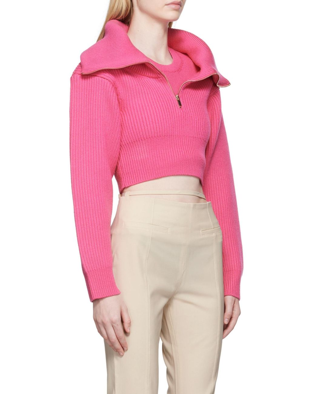 Jacquemus Pink Risoul Double Collar Sweater