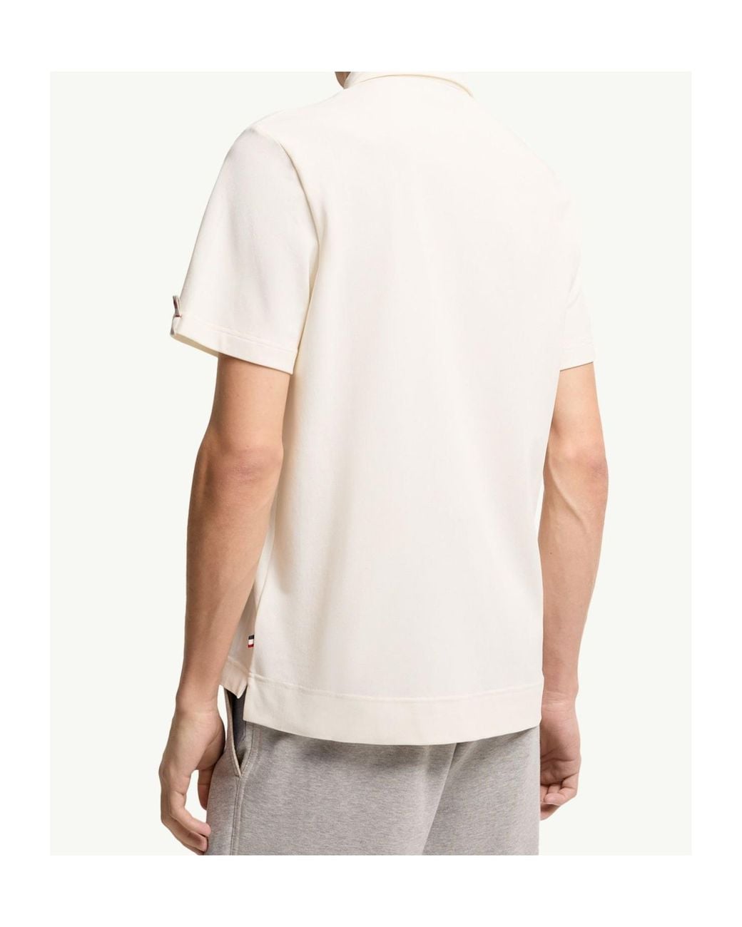 Moncler White Grenoble Logo-Patch Short-Sleeved Polo Shirt for men