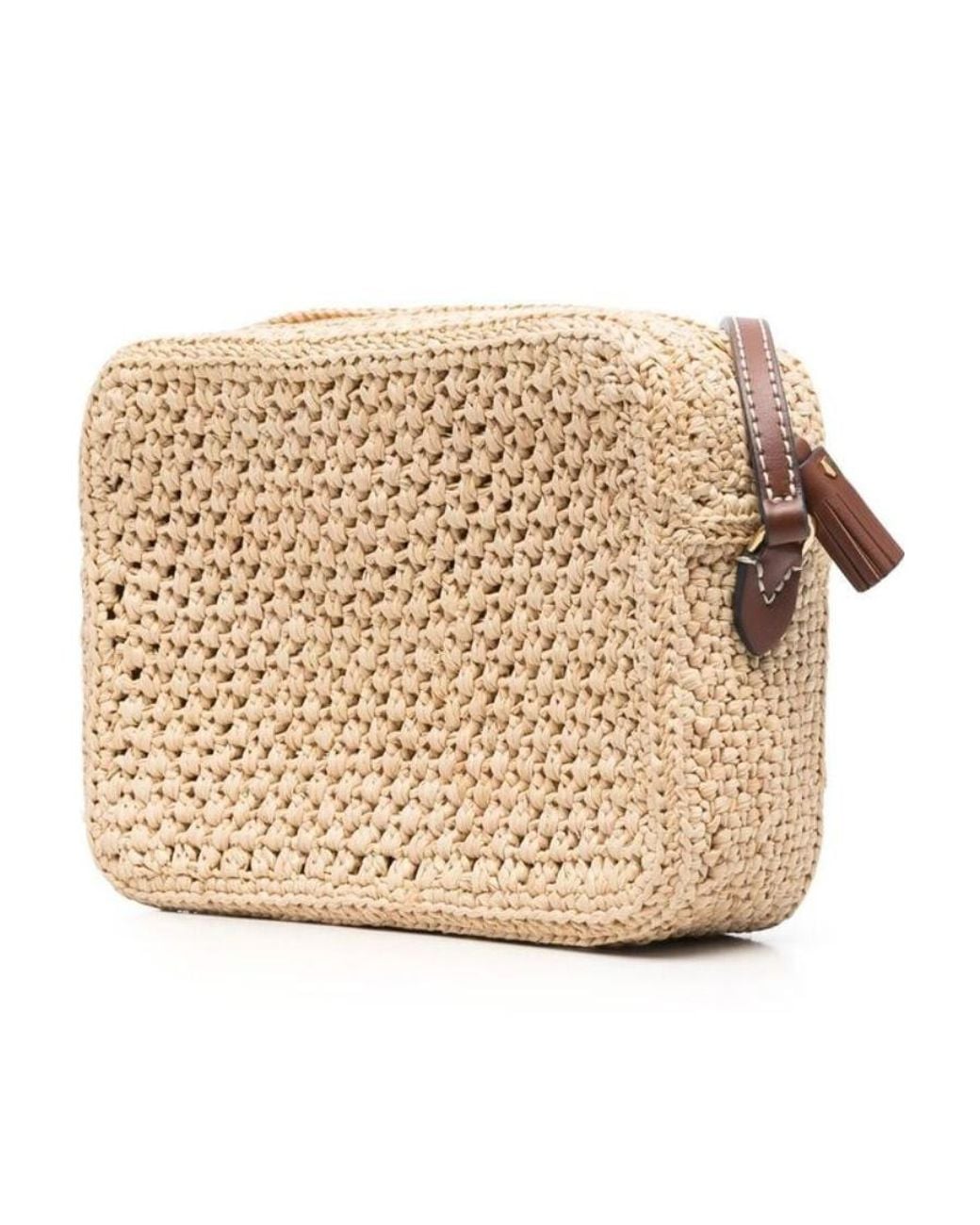 Anya Hindmarch Natural Eyes-Appliqué Woven Crossbody Bag