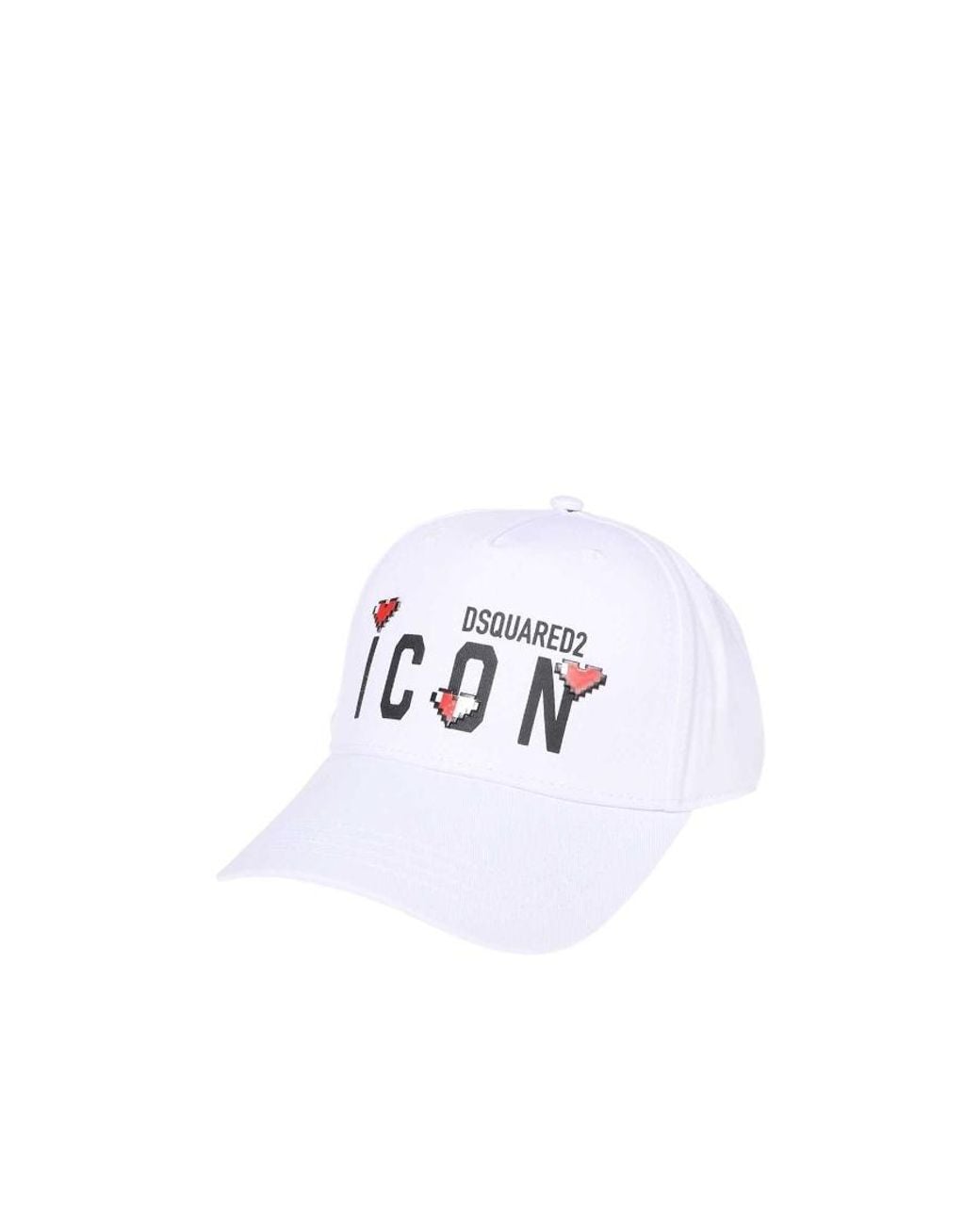 DSquared² White Logo Printed Curved Peak Cap