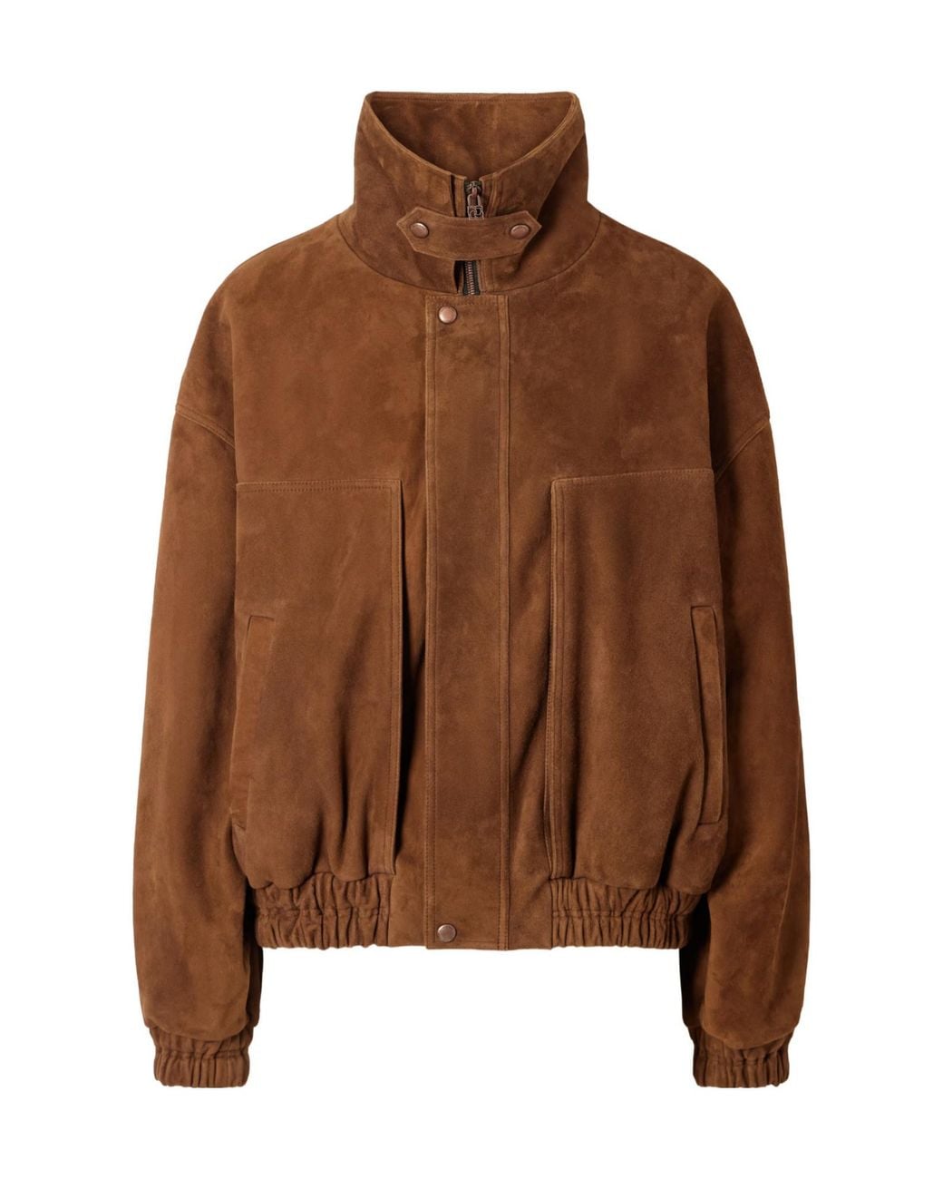 Magda Butrym Brown Solid Color Suede Biker Jacket