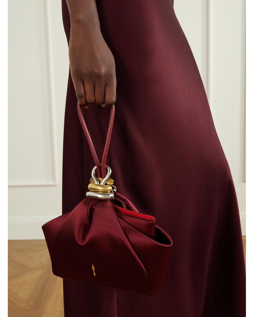 Christian Louboutin Red Sabrina Satin Clutch