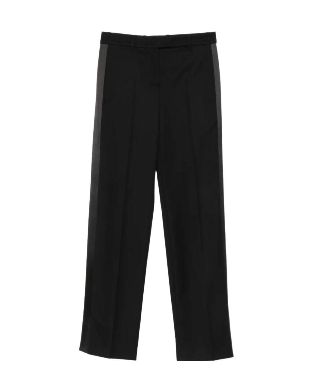 McQueen Black Satin-Trim Tailored Trousers