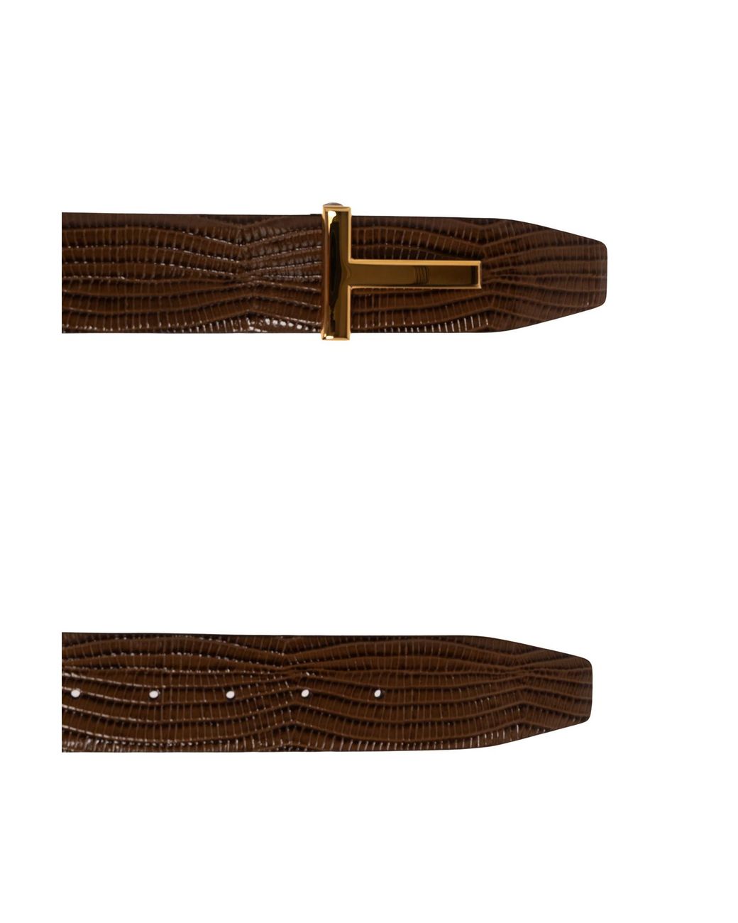Tom Ford Brown Printed Croc T Icon Reversible Belt for men