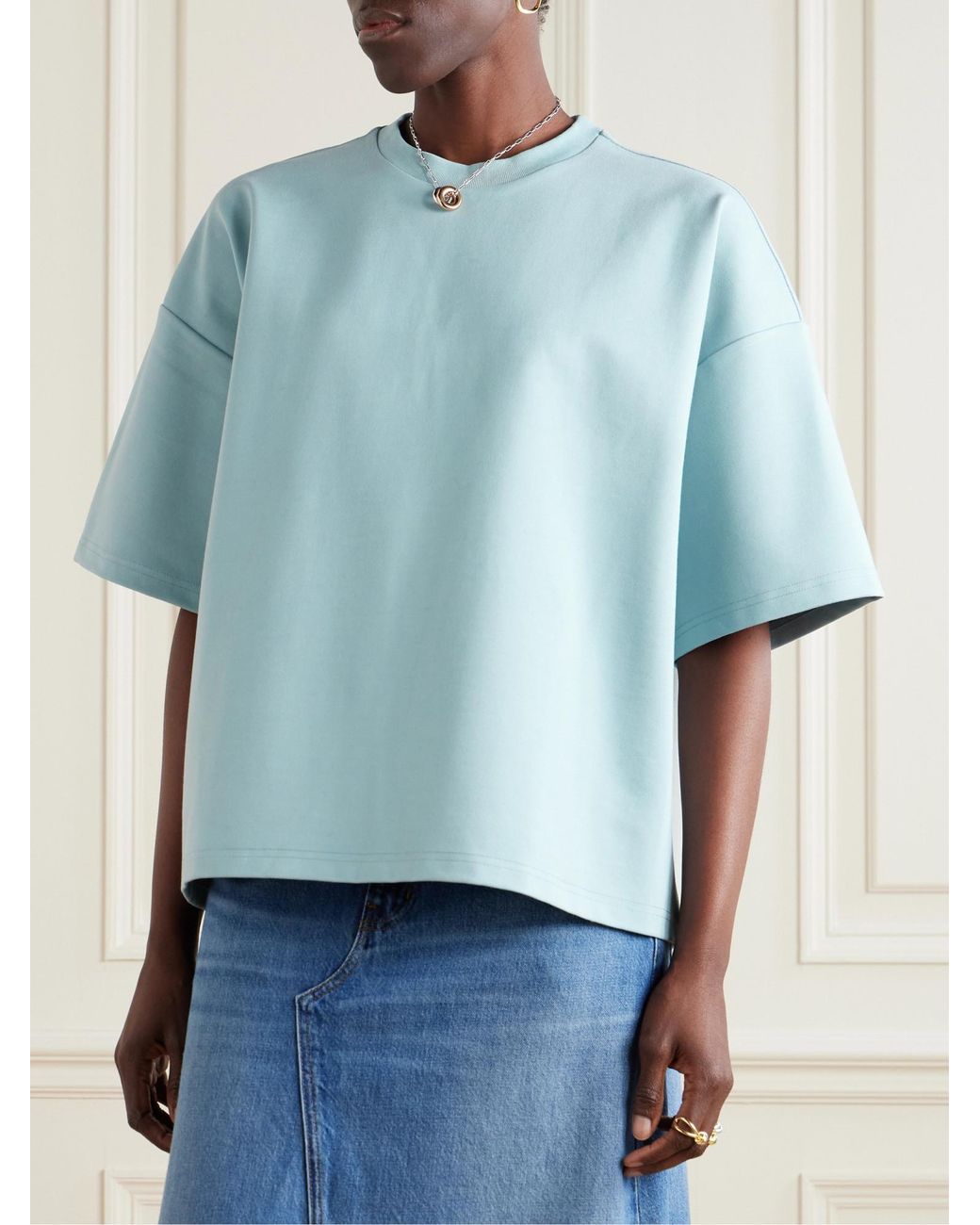 Staud Blue Stretch-Jersey T-Shirt