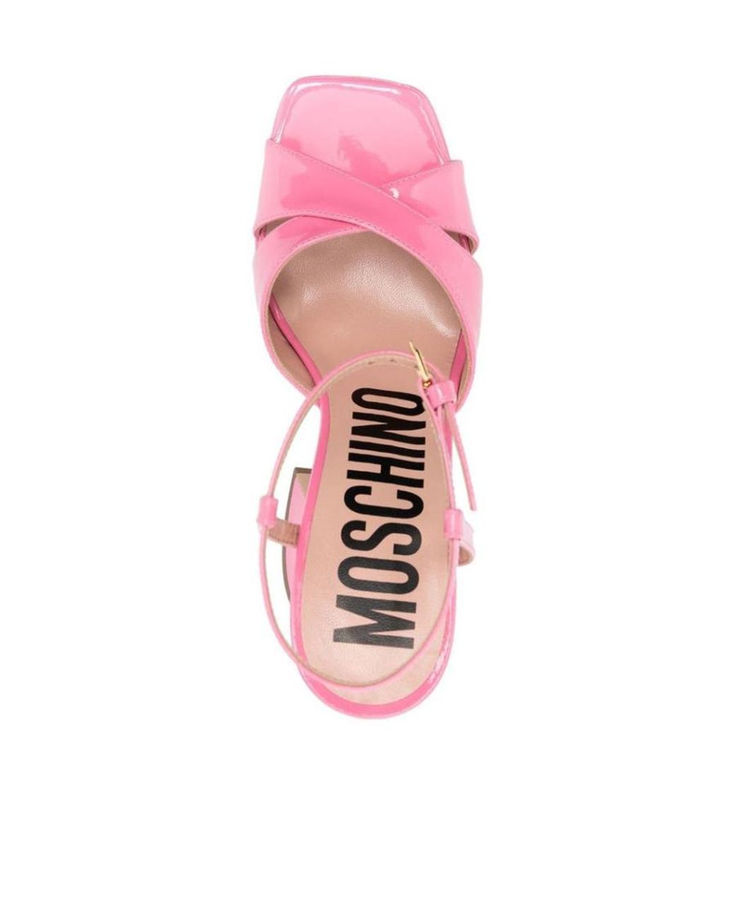 Moschino Pink Crossover Strapped Platform Sandals