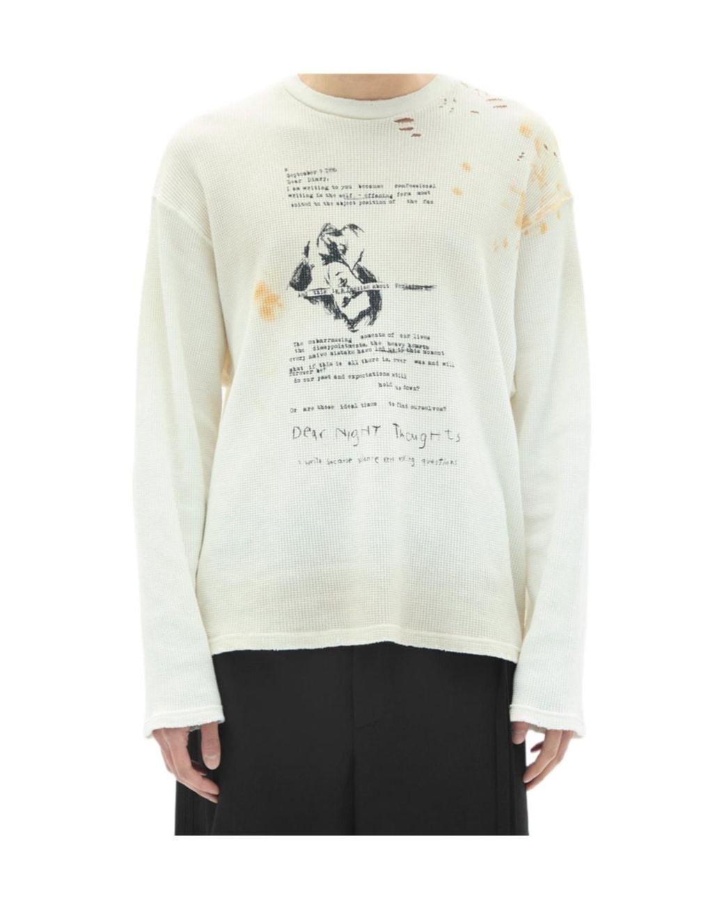 Ann Demeulemeester White Emil Dear Diary Long-Sleeve T-Shirt for men