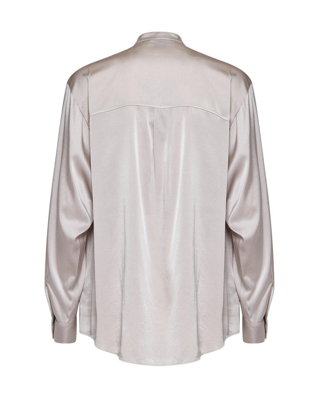 Forte_forte Gray Curved Hem Satin Shirt