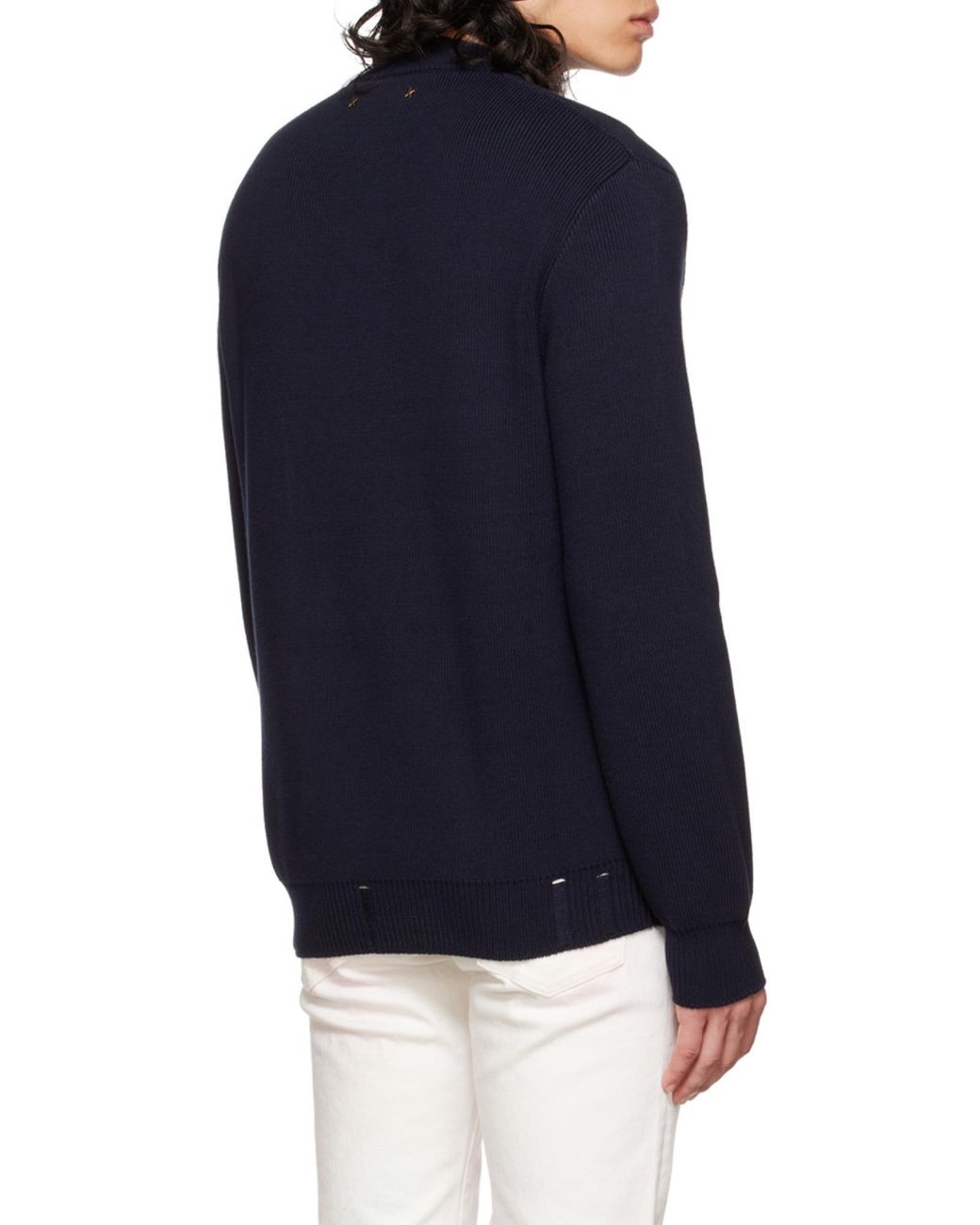 Golden Goose Deluxe Brand Blue Logo Patch Knitted Jumper for men