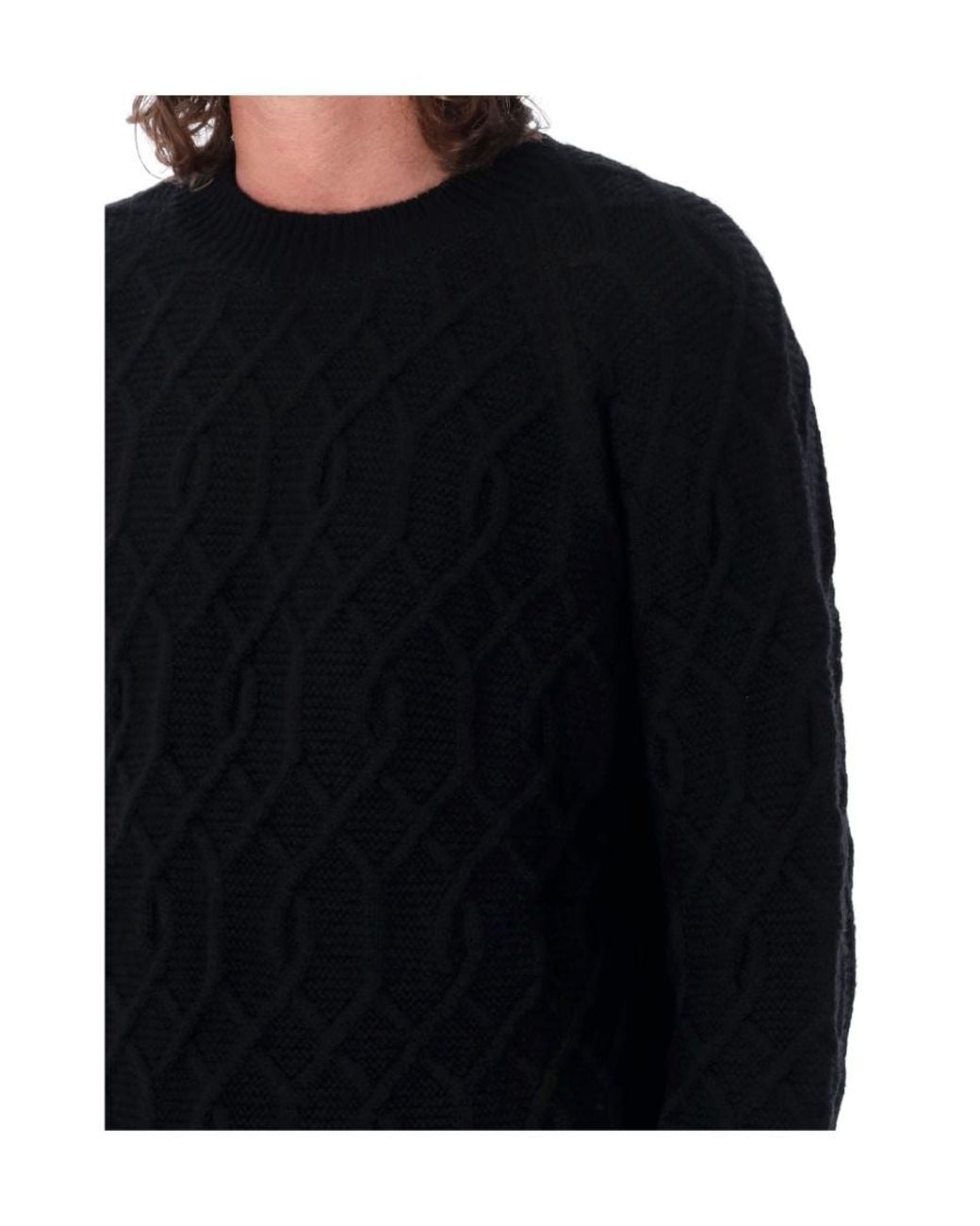 Comme des Garçons Black Geometric-Pattern Wool Jumper for men